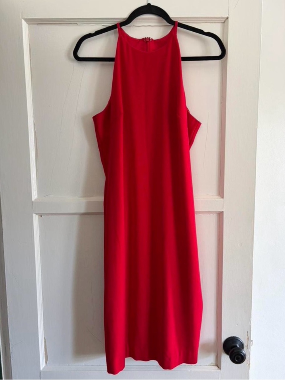 Badgley Mischka Red Halter Midi Dress